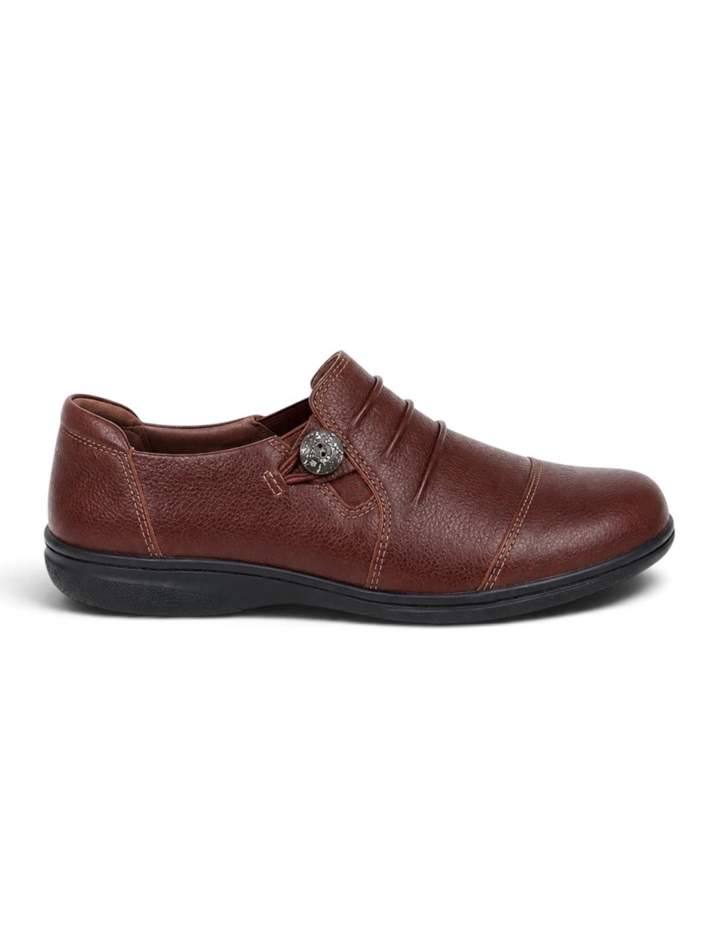Clarks Collection Leather Comfort Loafers Brown Slip On Shoes Size 8